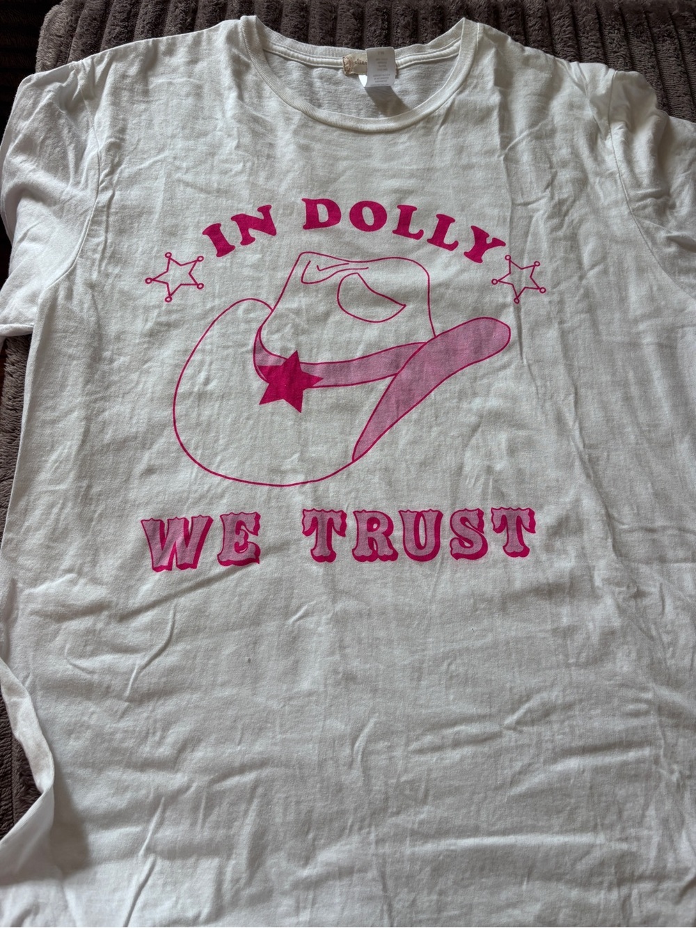 Altar'd State White Tee with Pink Cowgirl Graphic